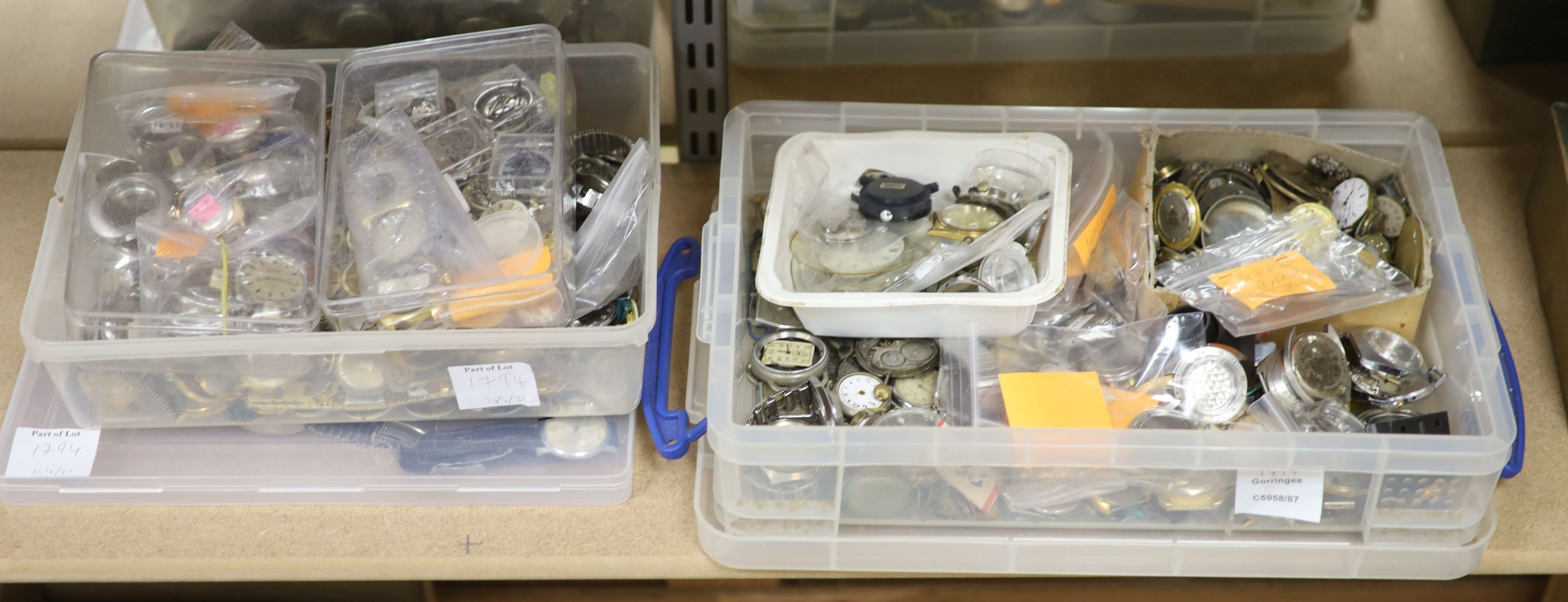 A large quantity of mostly Swiss wrist and pocket watches, for repair and parts